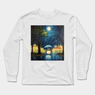 TotorGogh "Neighborhood Forest Terrace at Night" Long Sleeve T-Shirt